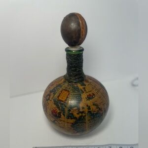 Vintage leather covered globe decanter. Made in Italy.